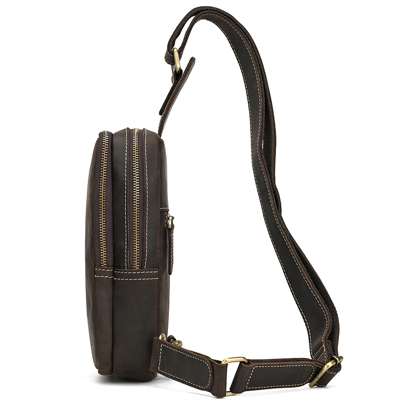 Genuine Leather Men's Chest Ba - Tablet Shoulder Bag 리뷰 및 가격